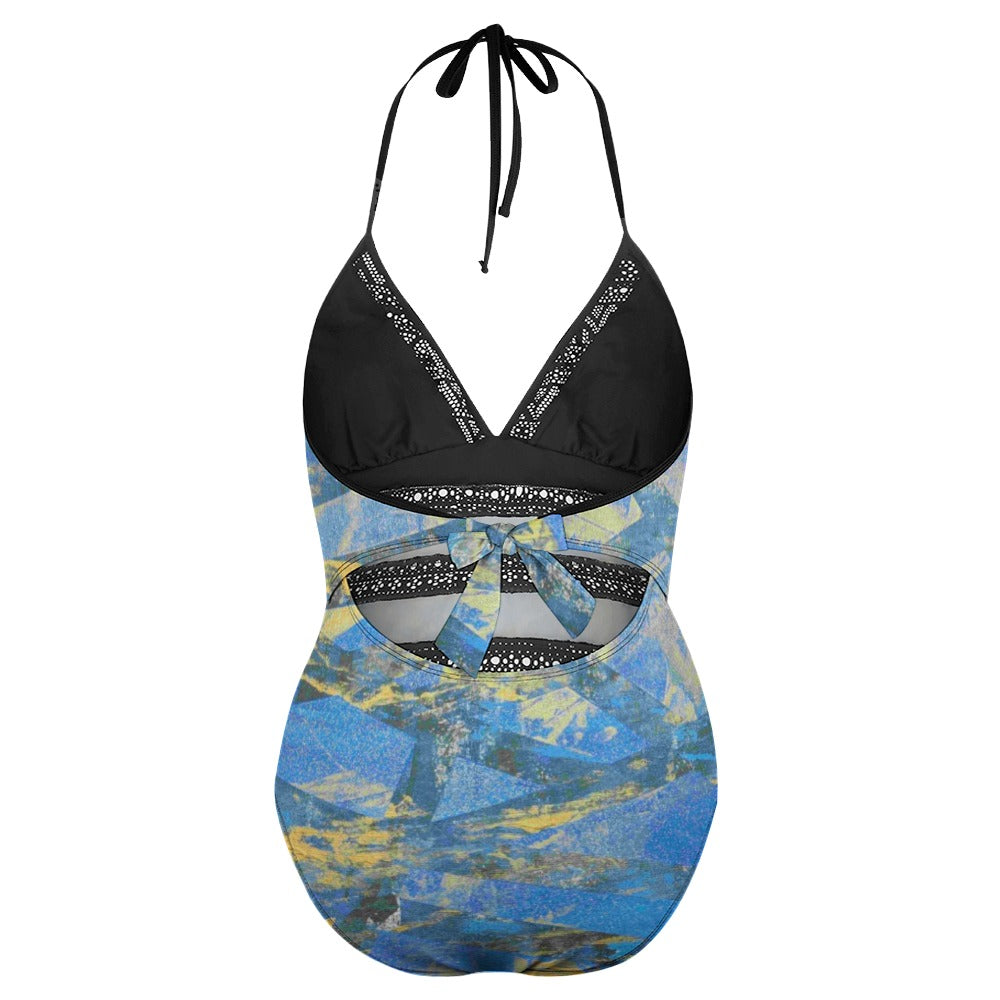 Gavin Scott Lace Halter One-Piece Swimsuit (Femme XL-4XL)