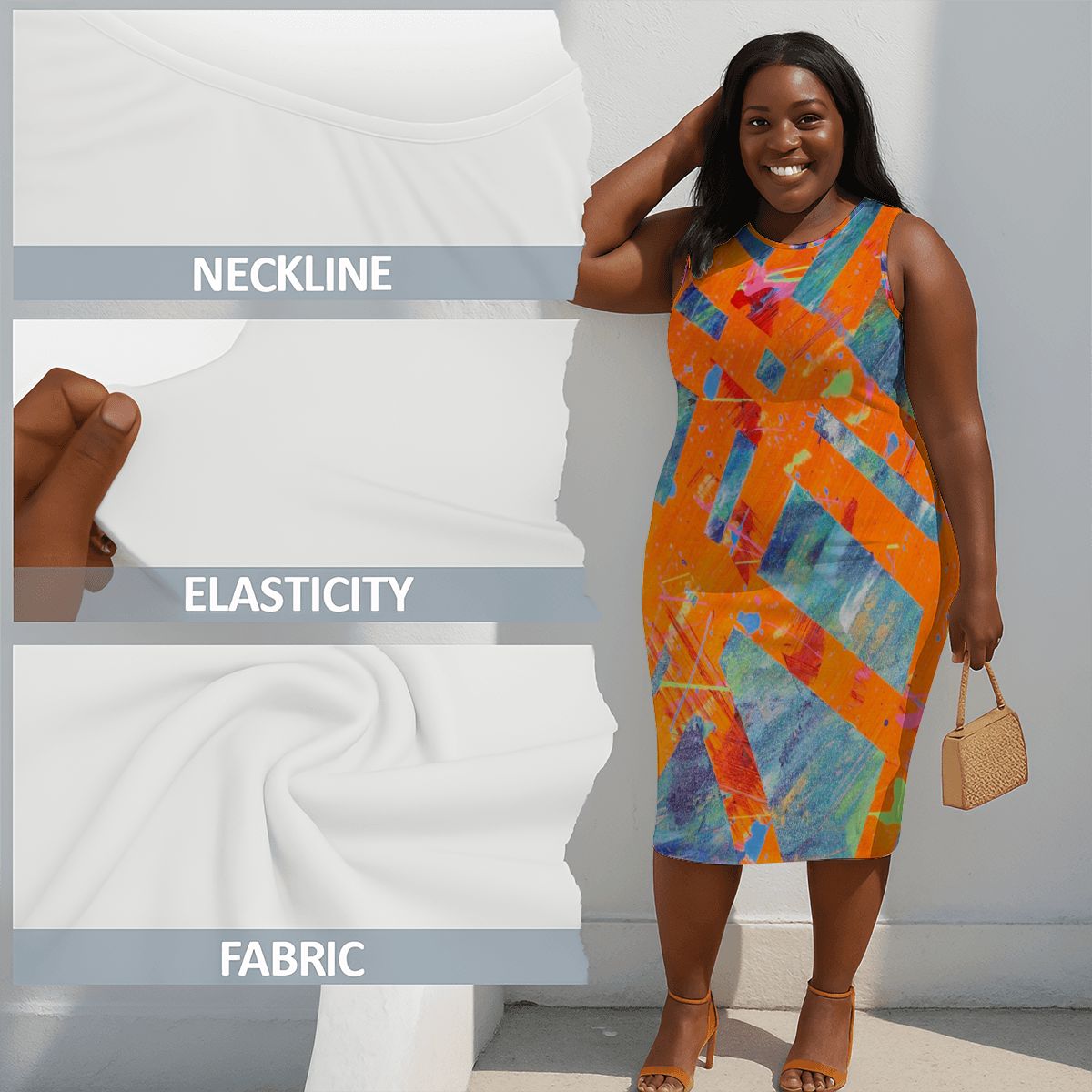 Gavin Scott Sleeveless Bodycon Dress (Femme L-4XL)