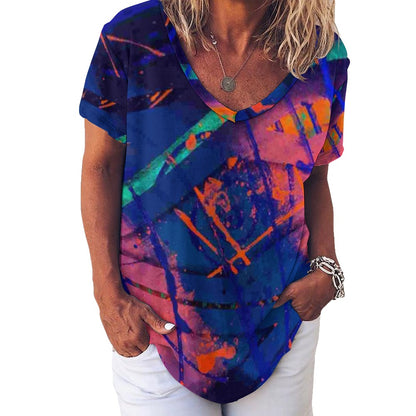 Gavin Scott Ice Silk V-Neck Short-sleeve Shirt (Femme S-5XL)