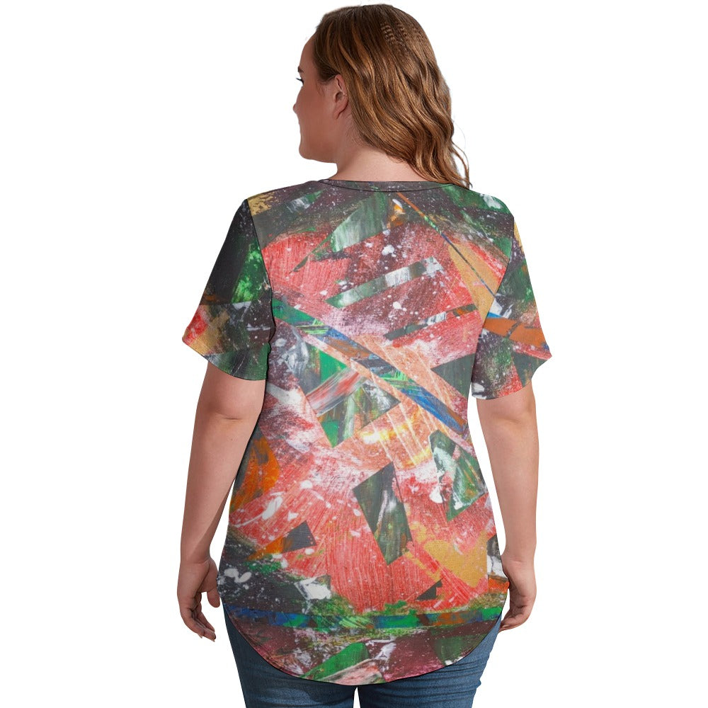 Gavin Scott Ice Silk V-Neck Short-sleeve Shirt (Femme S-5XL)