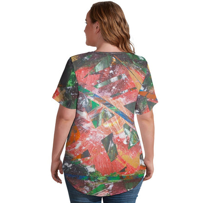 Gavin Scott Ice Silk V-Neck Short-sleeve Shirt (Femme S-5XL)