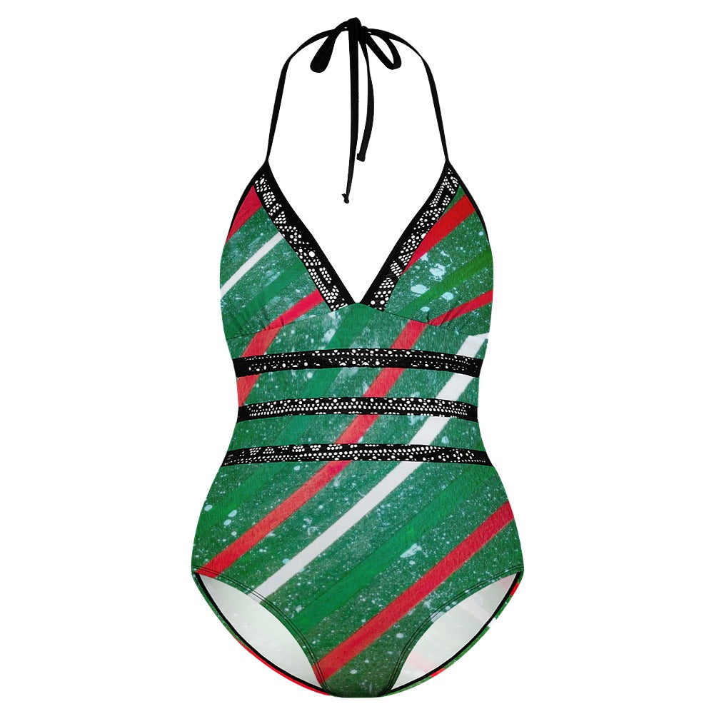 Gavin Scott Lace Halter One-Piece Swimsuit (Femme XL-4XL)