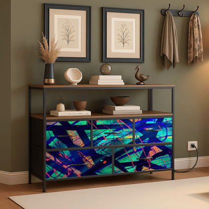 Gavin Scott TV Stand w/5 Drawer Dresser & Charging Station