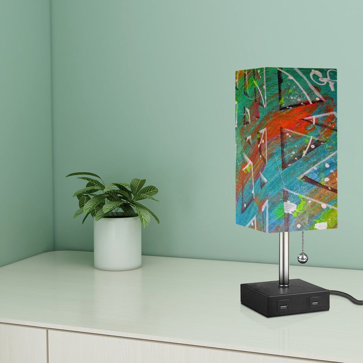Gavin Scott Square Table Lamp with two USB Ports