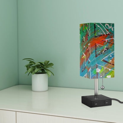 Gavin Scott Square Table Lamp with two USB Ports