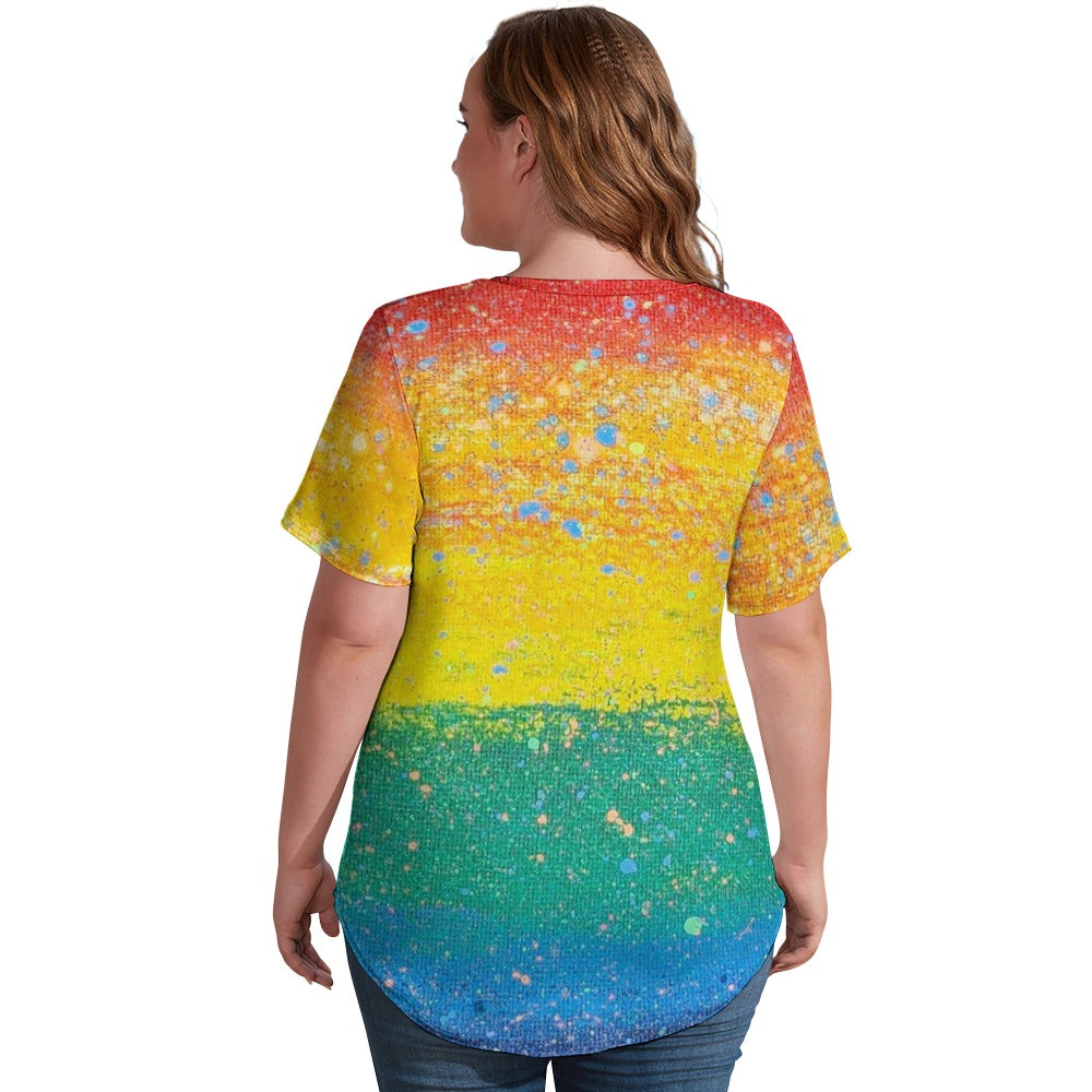 Gavin Scott Ice Silk V-Neck Short-sleeve Shirt (Femme S-5XL)