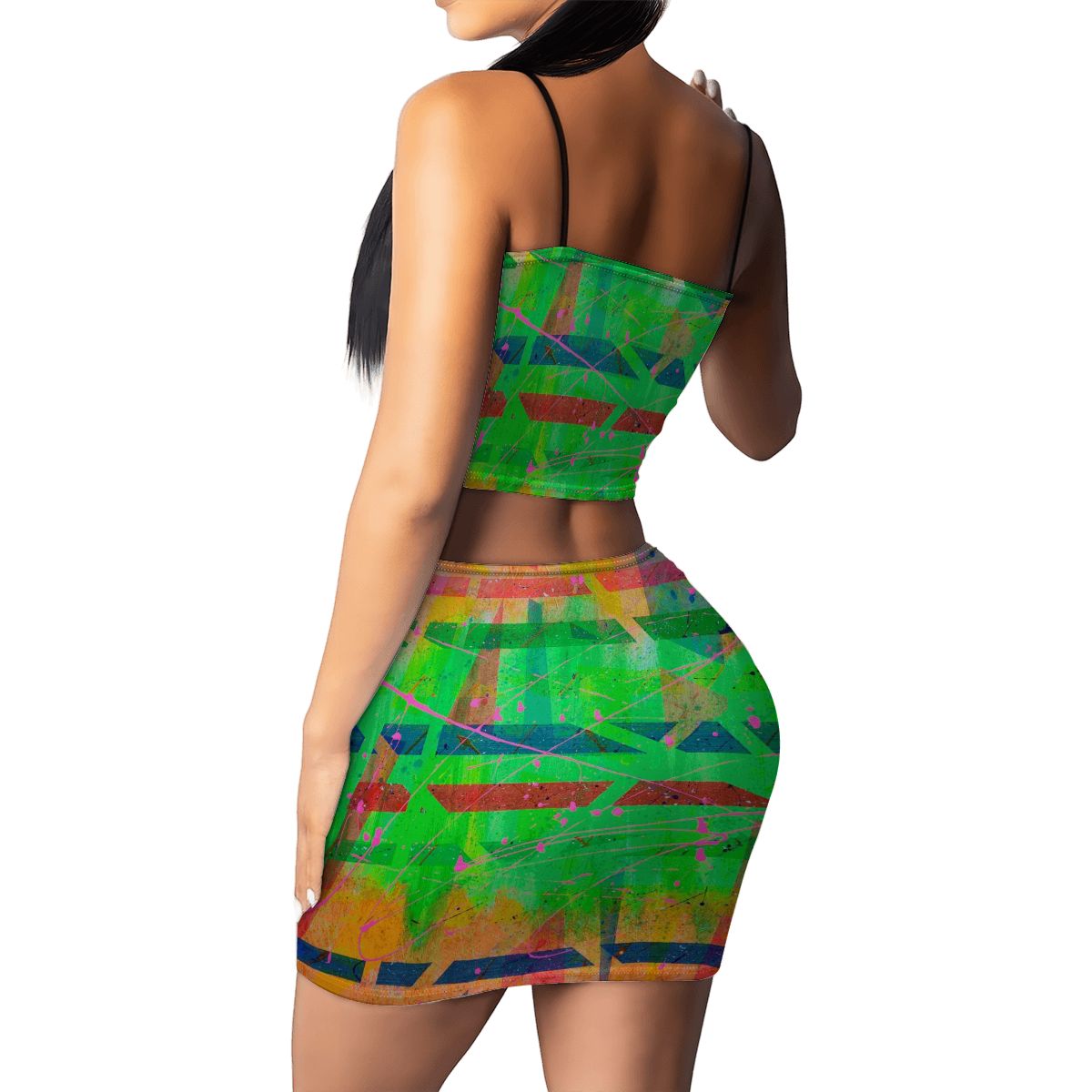 Gavin Scott Crop Tank Top & Mini Skirt Set (Femme S-4XL)