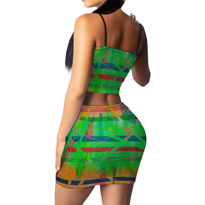 Gavin Scott Crop Tank Top & Mini Skirt Set (Femme S-4XL)