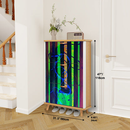 Gavin Scott Wood & Leather Shoe Cabinet