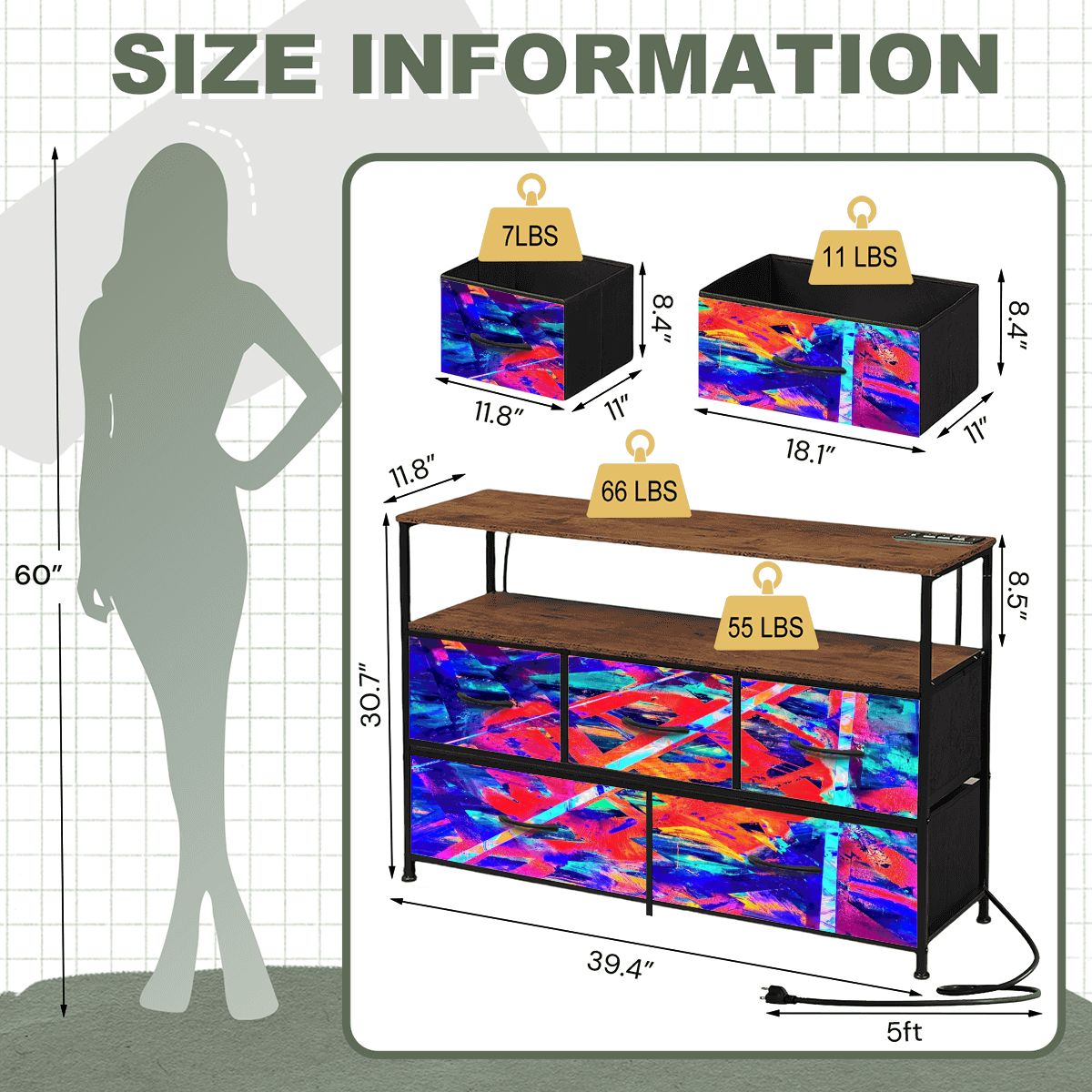 Gavin Scott TV Stand w/5 Drawer Dresser & Charging Station