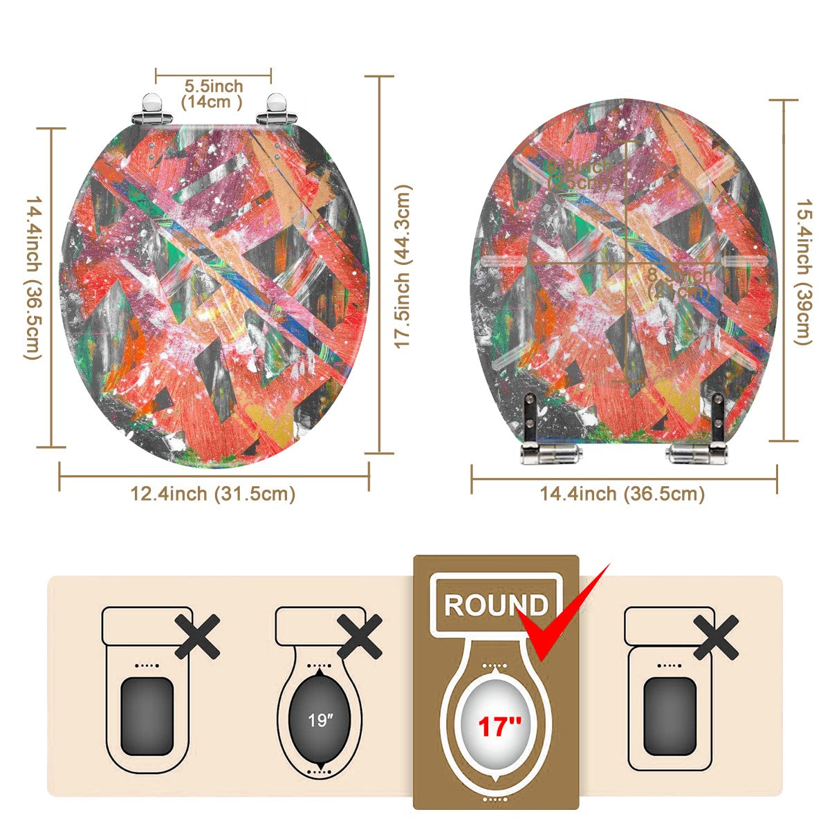 Gavin Scott Round Toilet Seat w/Matching Soft-close Lid (O-Shape)