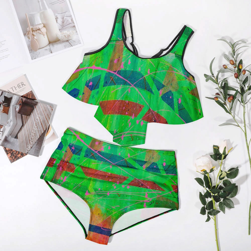 Gavin Scott Ruffled Two Piece Swimsuit (Femme XL-4XL)
