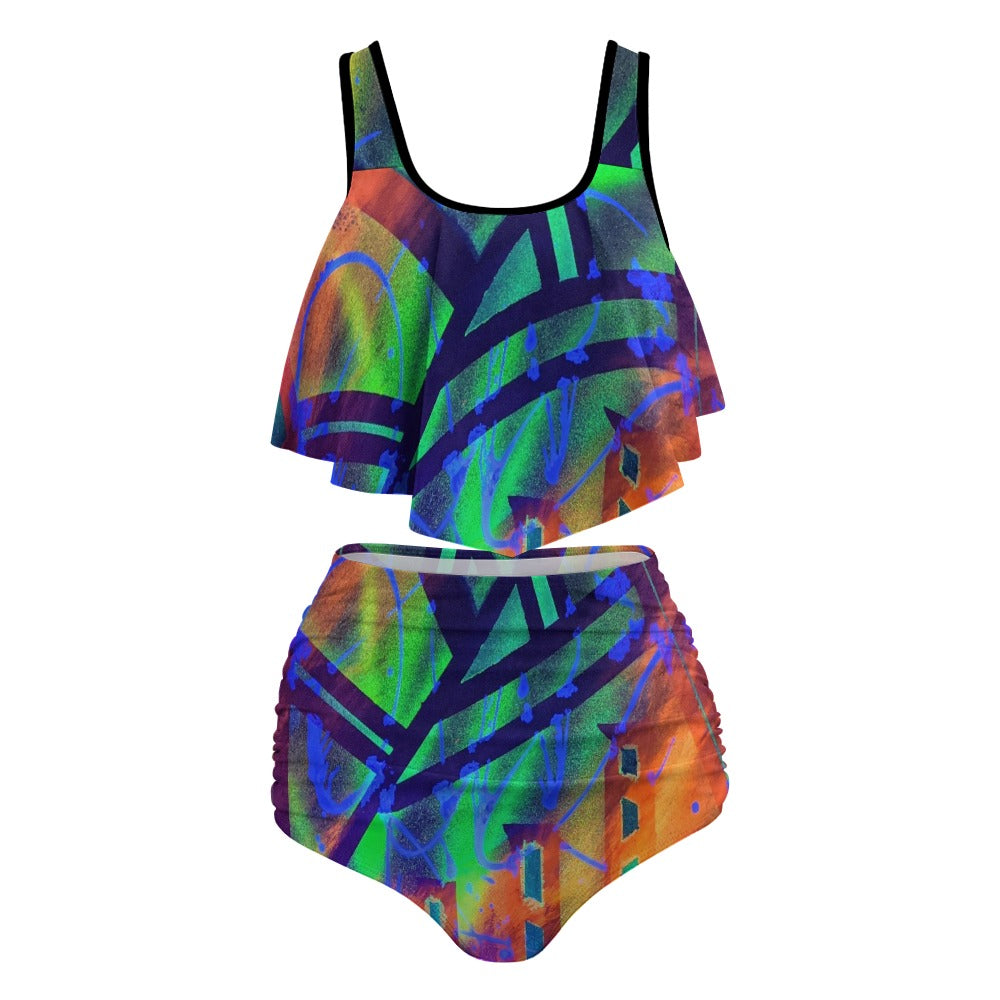 Gavin Scott Ruffled Two Piece Swimsuit (Femme XL-4XL)