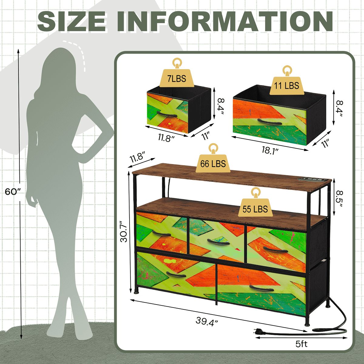 Gavin Scott TV Stand w/5 Drawer Dresser & Charging Station