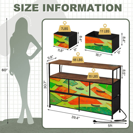 Gavin Scott TV Stand w/5 Drawer Dresser & Charging Station