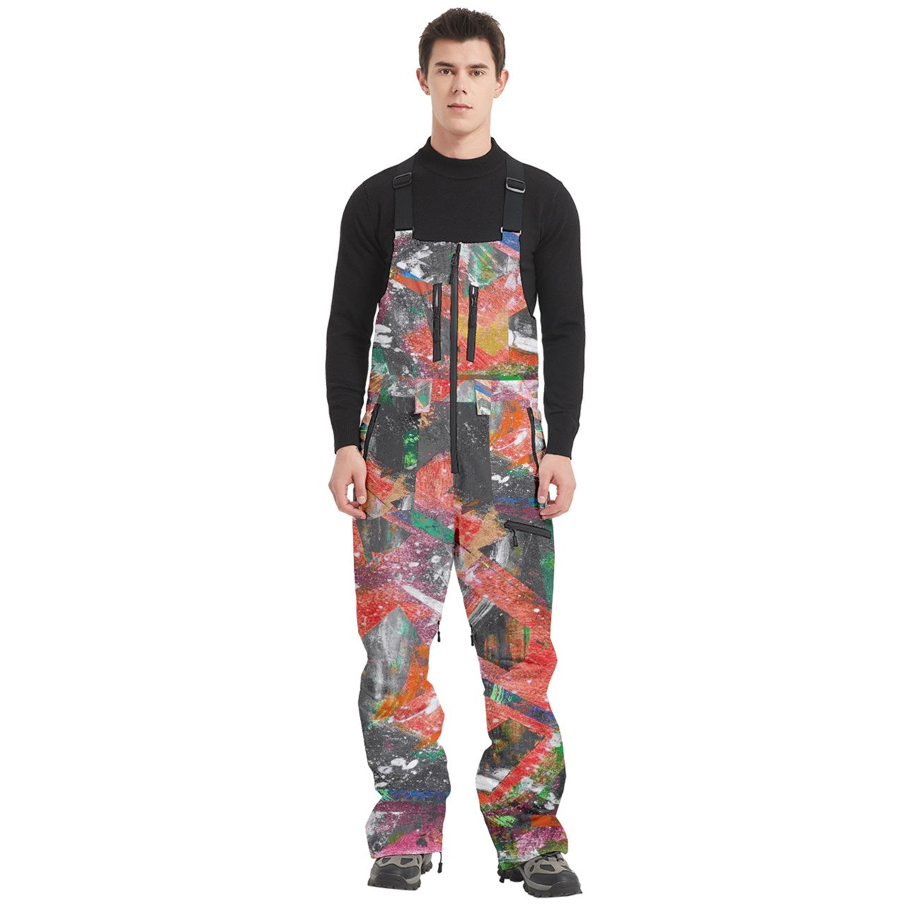 Men's Front Zip Ski And Snowboard Bib Pants