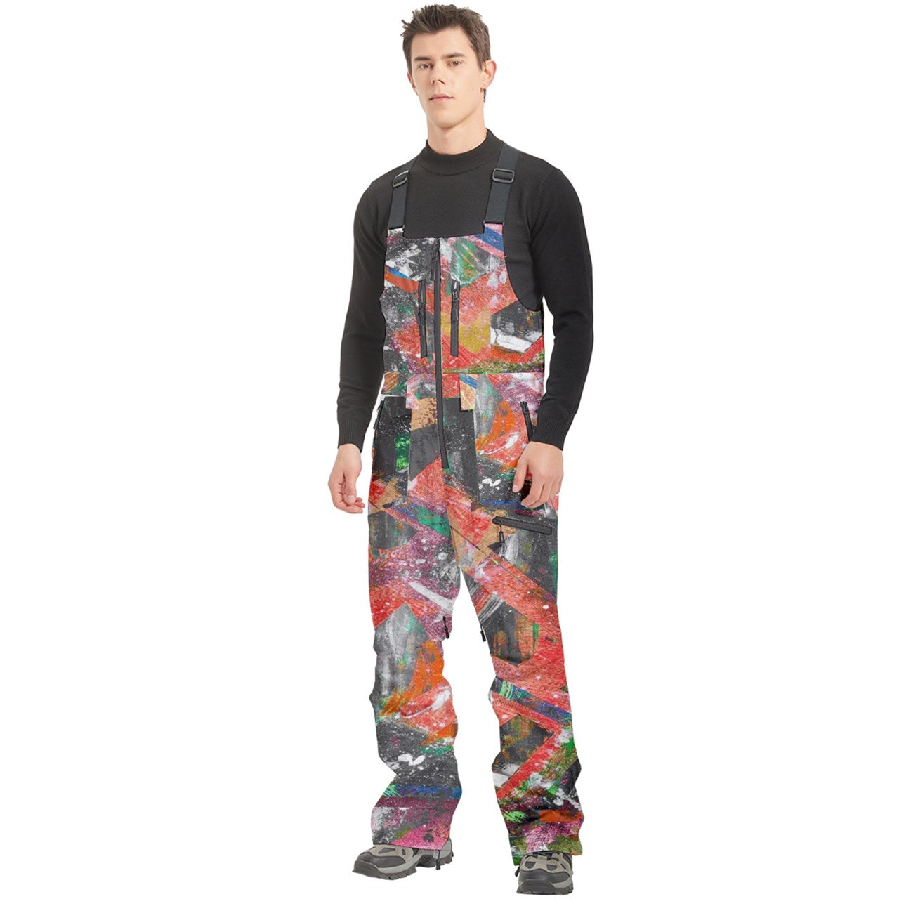 Men's Front Zip Ski And Snowboard Bib Pants