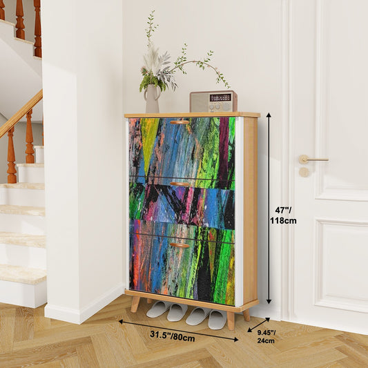 Gavin Scott Wood & Leather Shoe Cabinet