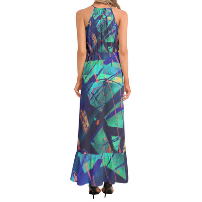 Gavin Scott Ruffle Hem Halter Neck Maxi Dress (Femme XS-3XL)