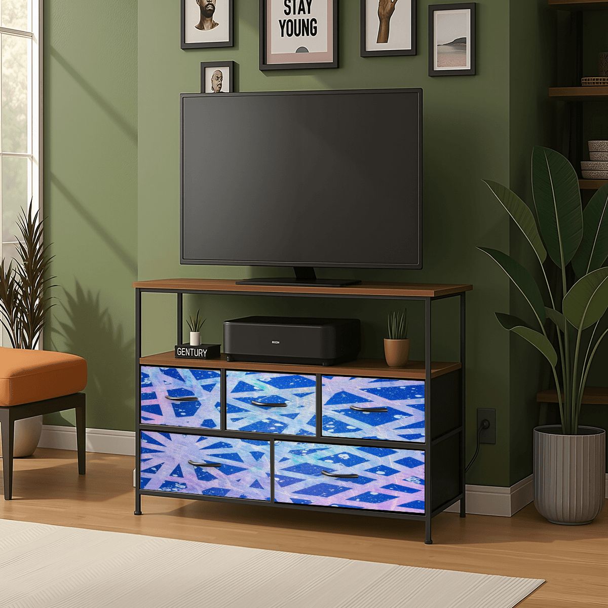 Gavin Scott TV Stand w/5 Drawer Dresser & Charging Station