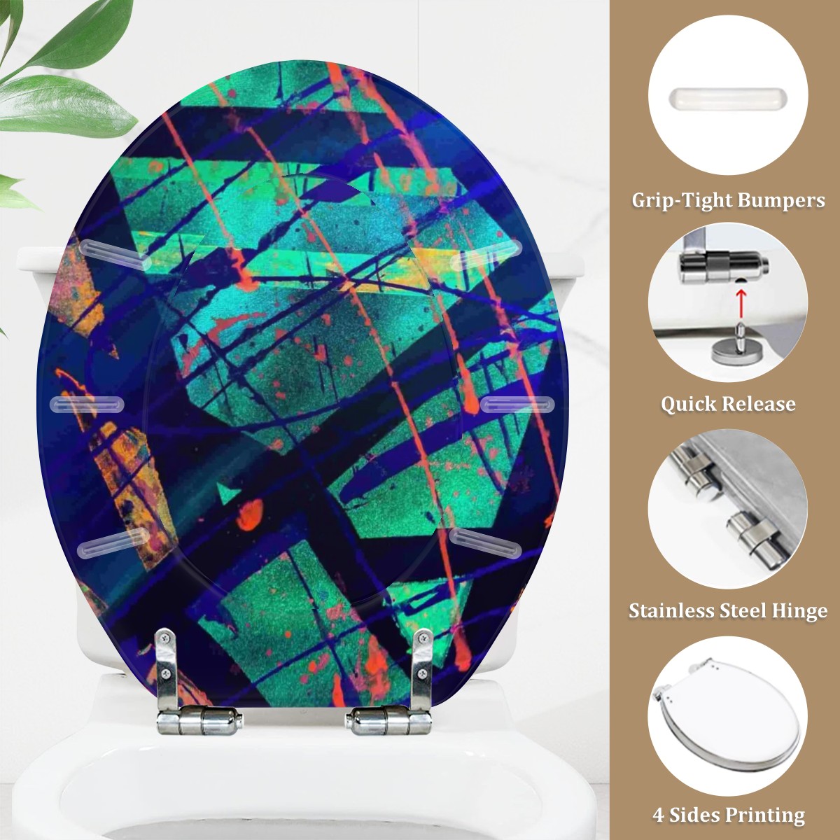 Gavin Scott Round Toilet Seat w/Matching Soft-close Lid (O-Shape)