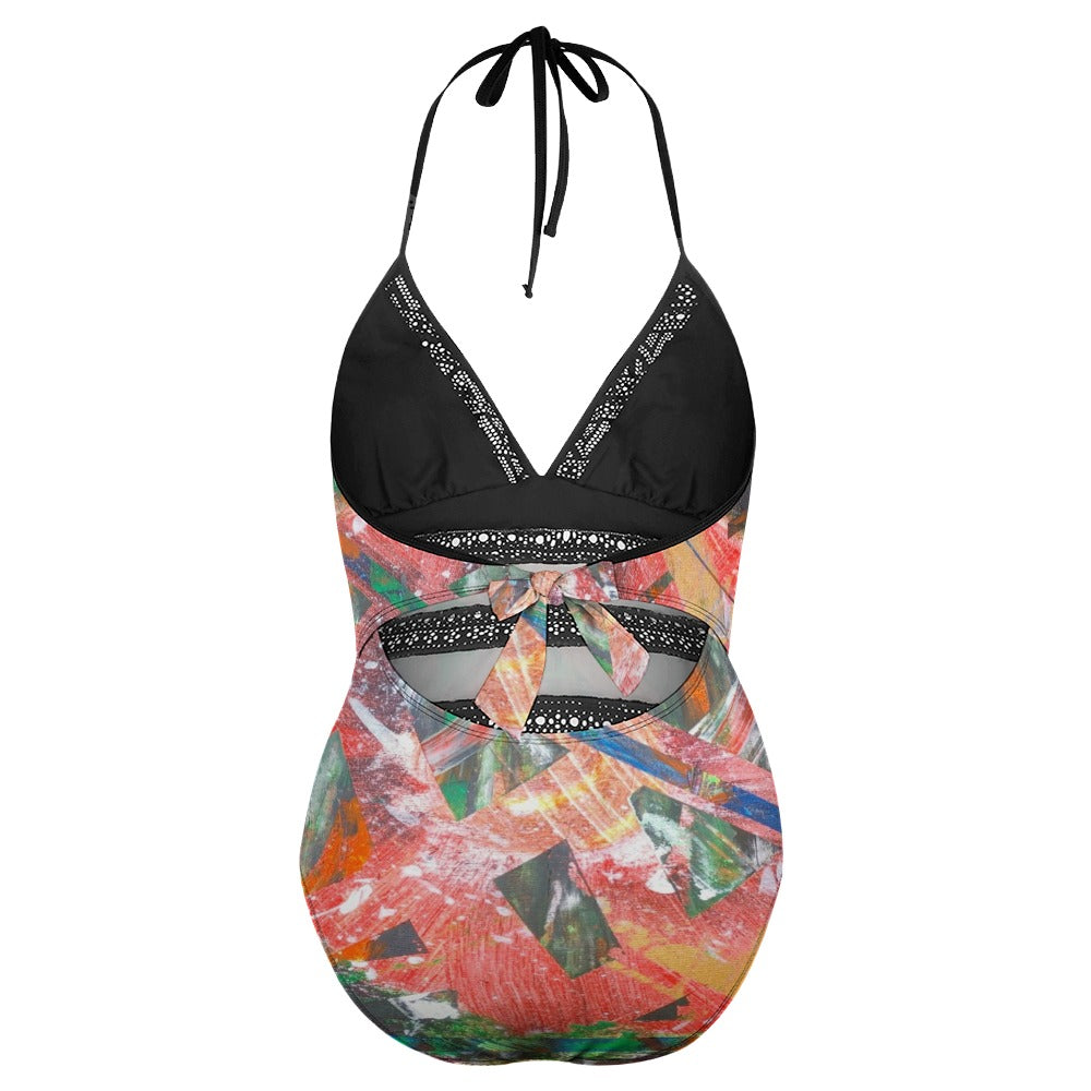 Gavin Scott Lace Halter One-Piece Swimsuit (Femme XL-4XL)