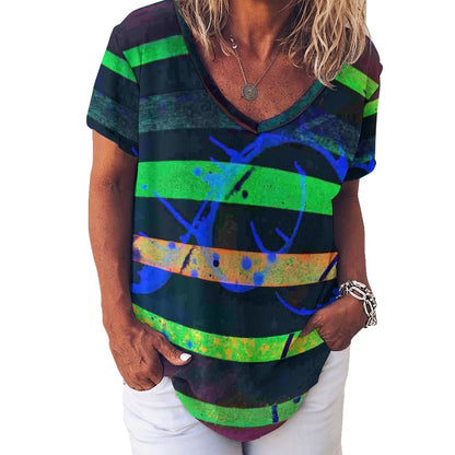 Gavin Scott Ice Silk V-Neck Short-sleeve Shirt (Femme S-5XL)