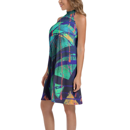 Gavin Scott Tie Back Halter Neck Flared Dress (Femme XS-3XL)