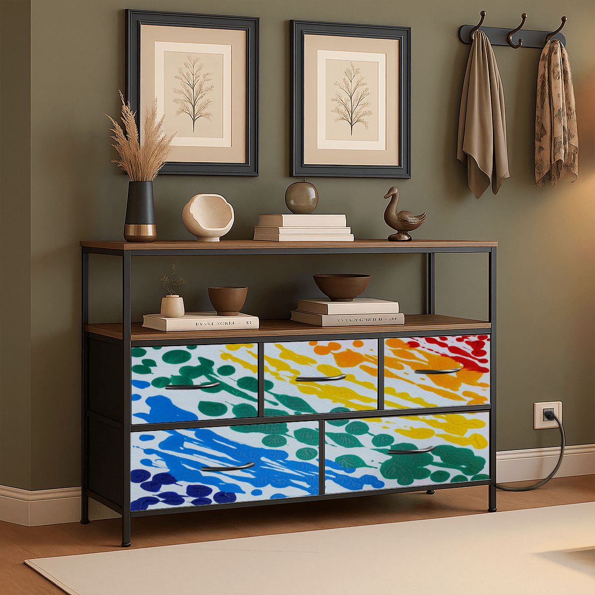 Gavin Scott TV Stand w/5 Drawer Dresser & Charging Station