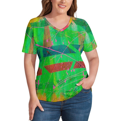 Gavin Scott Ice Silk V-Neck Short-sleeve Shirt (Femme S-5XL)