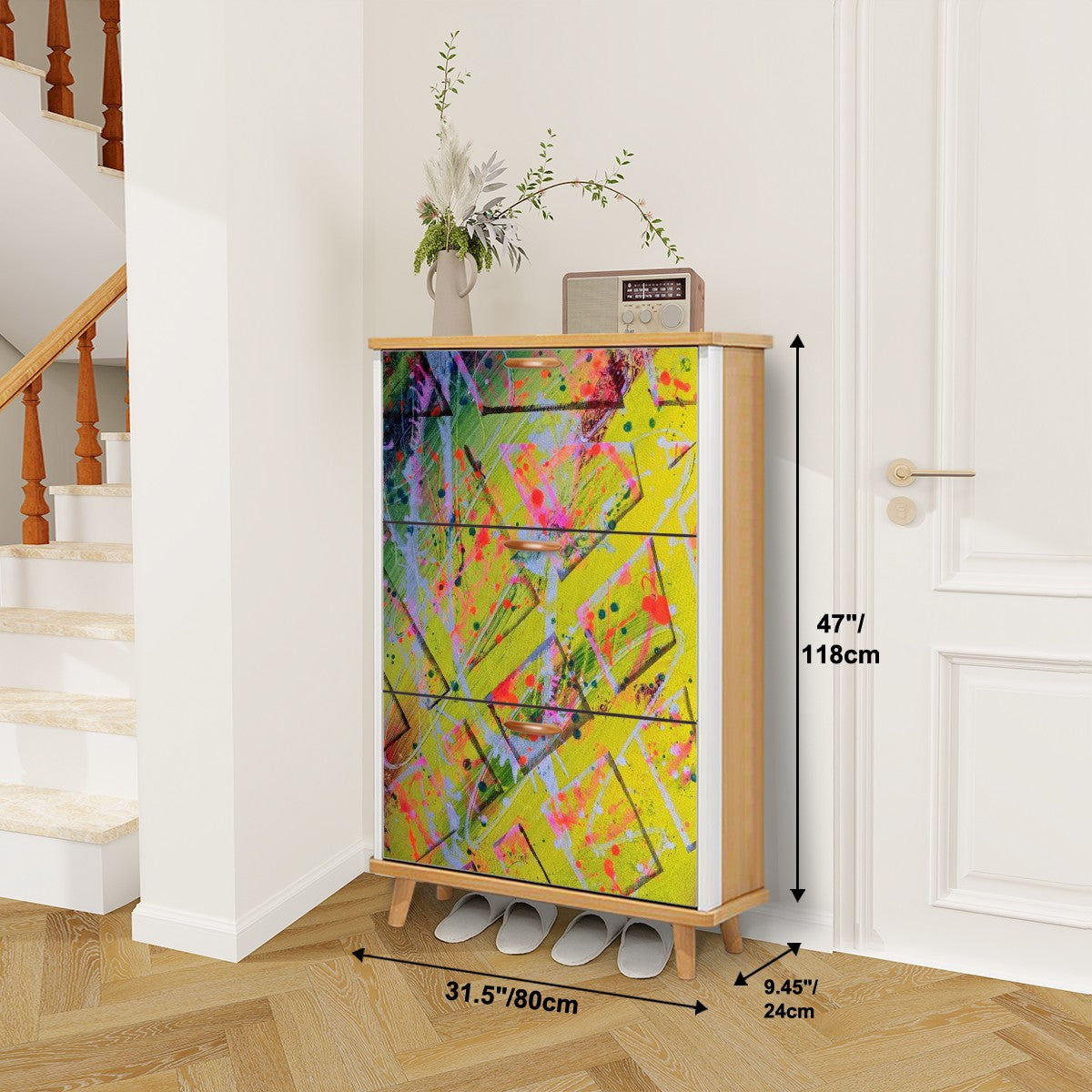 Gavin Scott Wood & Leather Shoe Cabinet