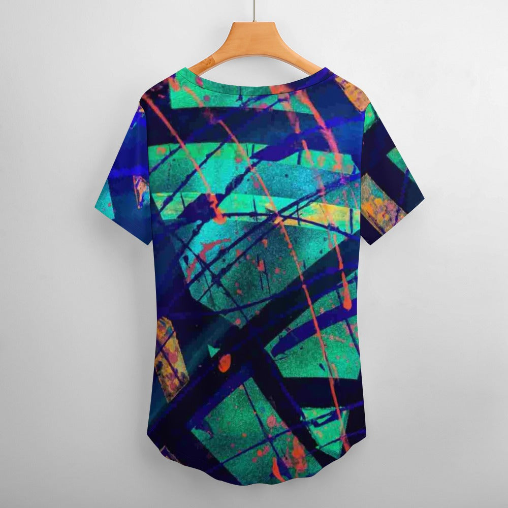 Gavin Scott Ice Silk V-Neck Short-sleeve Shirt (Femme S-5XL)