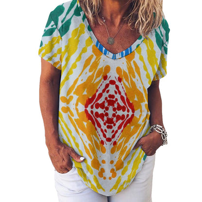 Gavin Scott Ice Silk V-Neck Short-sleeve Shirt (Femme S-5XL)