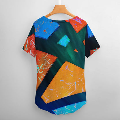 Gavin Scott Ice Silk V-Neck Short-sleeve Shirt (Femme S-5XL)