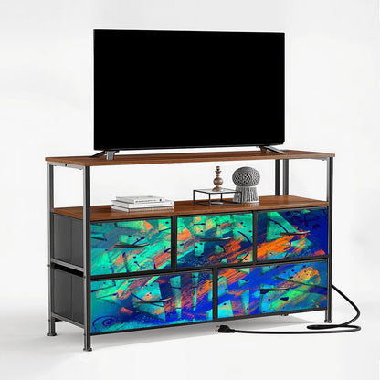 Gavin Scott TV Stand w/5 Drawer Dresser & Charging Station