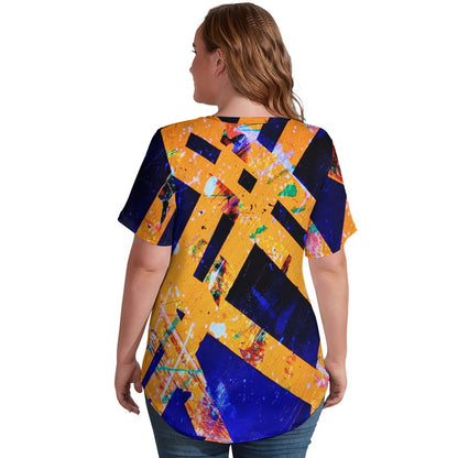 Gavin Scott Ice Silk V-Neck Short-sleeve Shirt (Femme S-5XL)