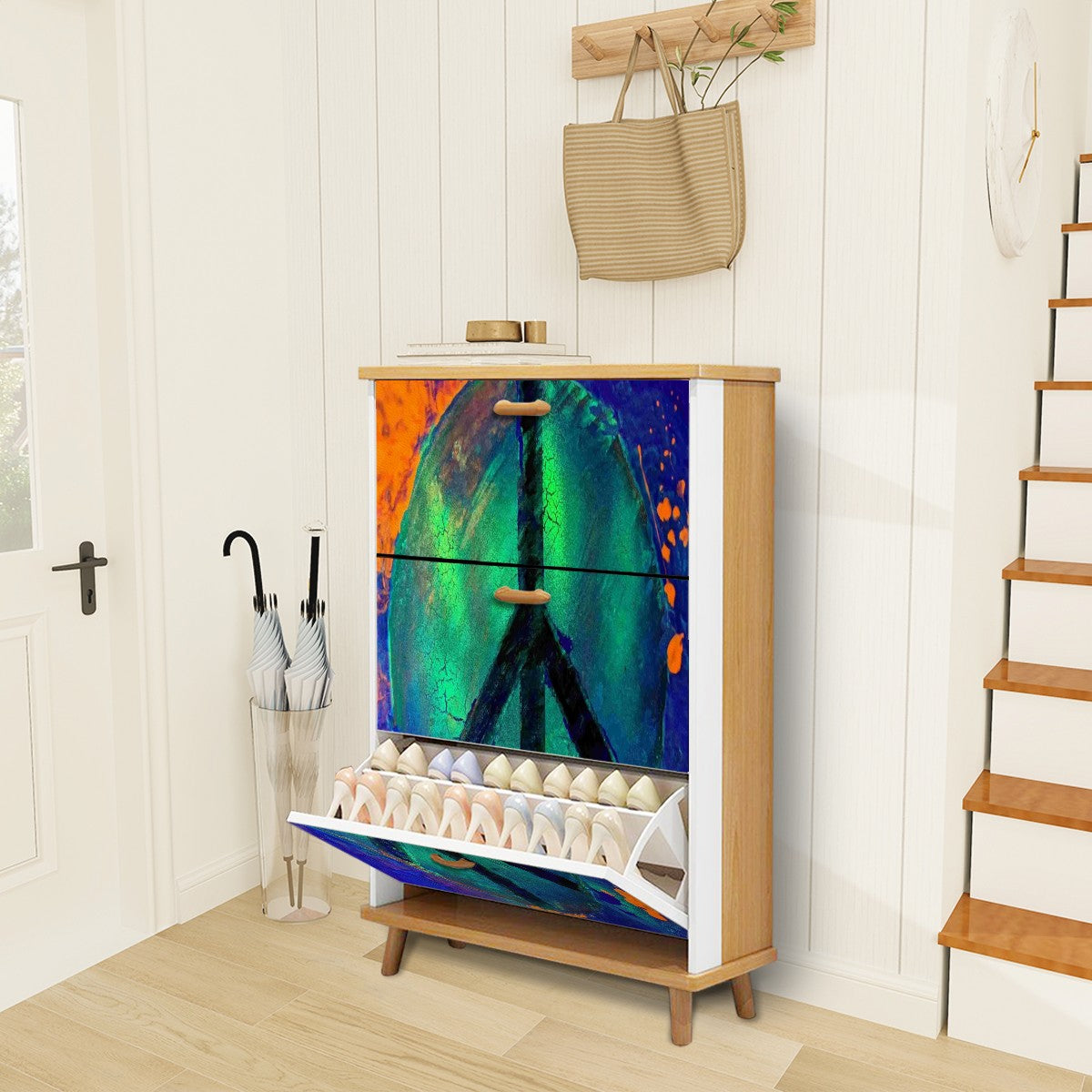 Gavin Scott Wood & Leather Shoe Cabinet