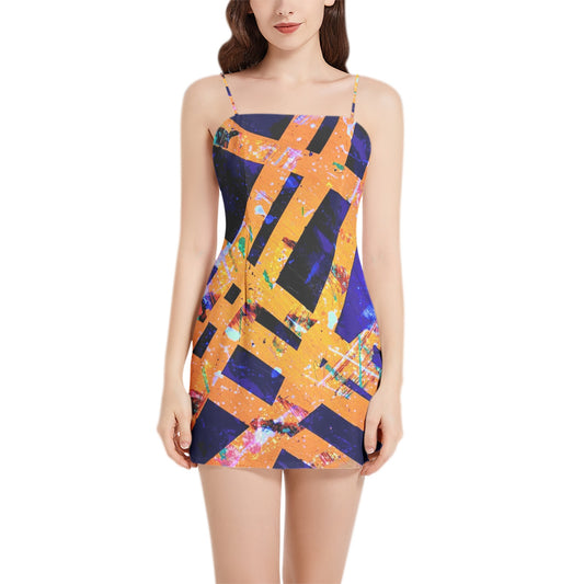 Sleeveless Square Neckline Spaghetti Strap Mini Dress