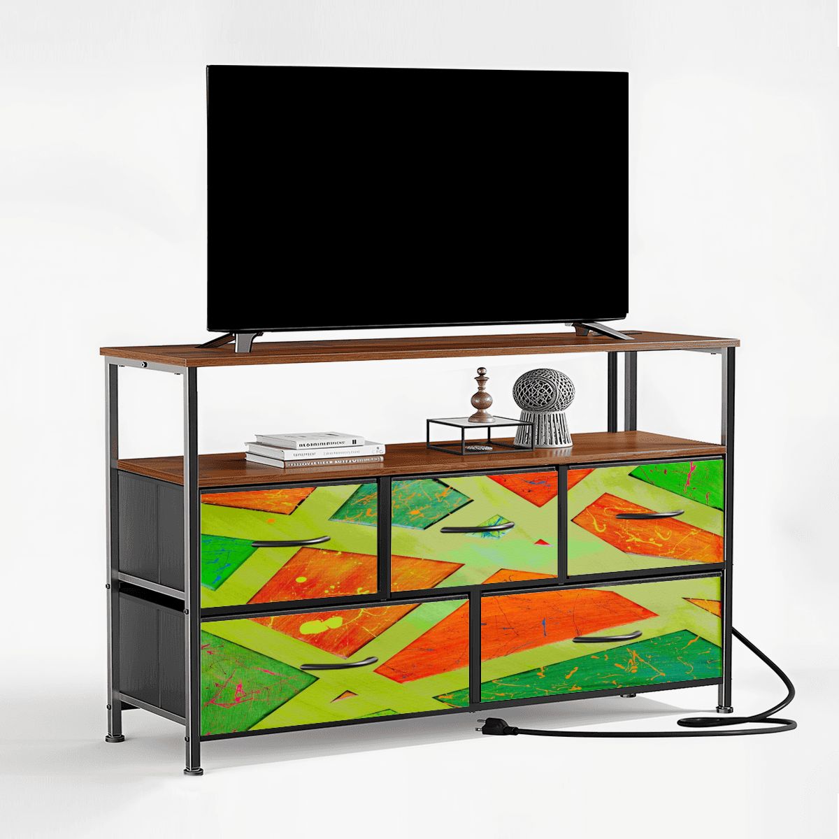 Gavin Scott TV Stand w/5 Drawer Dresser & Charging Station