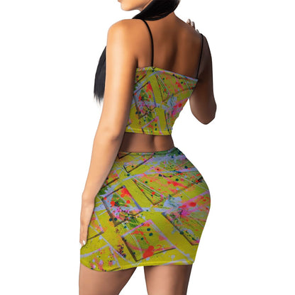 Gavin Scott Crop Tank Top & Mini Skirt Set (Femme S-4XL)