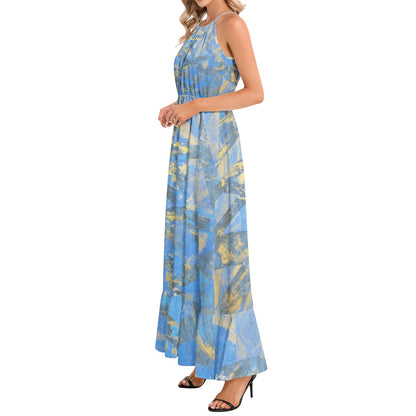 Gavin Scott Ruffle Hem Halter Neck Maxi Dress (Femme XS-3XL)