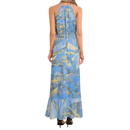 Gavin Scott Ruffle Hem Halter Neck Maxi Dress (Femme XS-3XL)