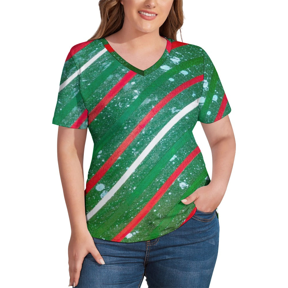 Gavin Scott Ice Silk V-Neck Short-sleeve Shirt (Femme S-5XL)