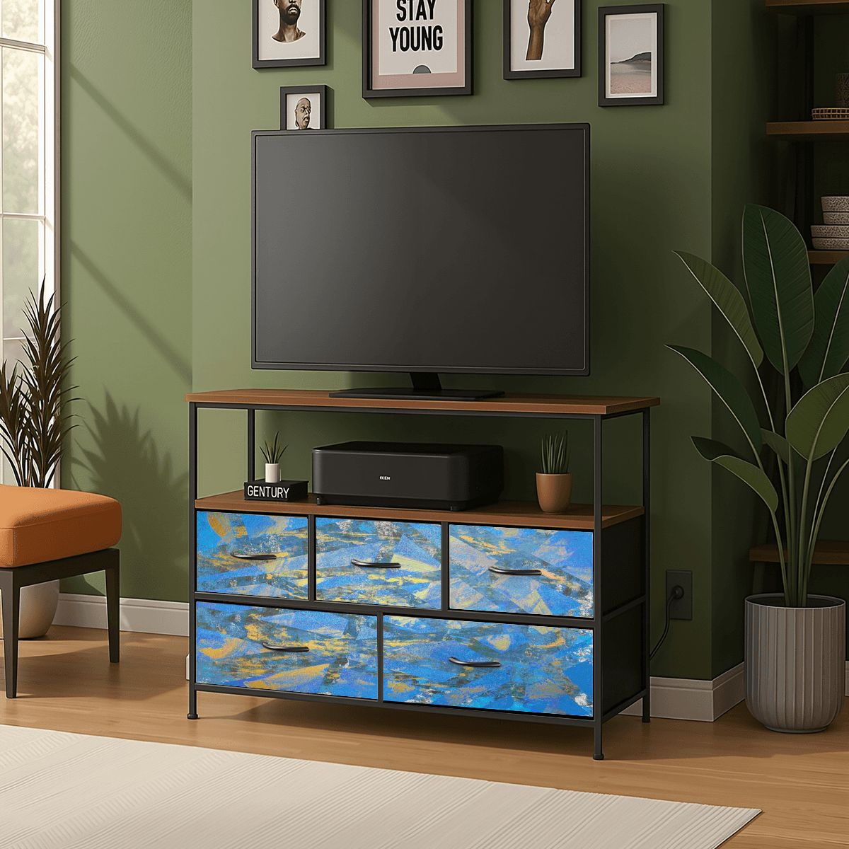 Gavin Scott TV Stand w/5 Drawer Dresser & Charging Station