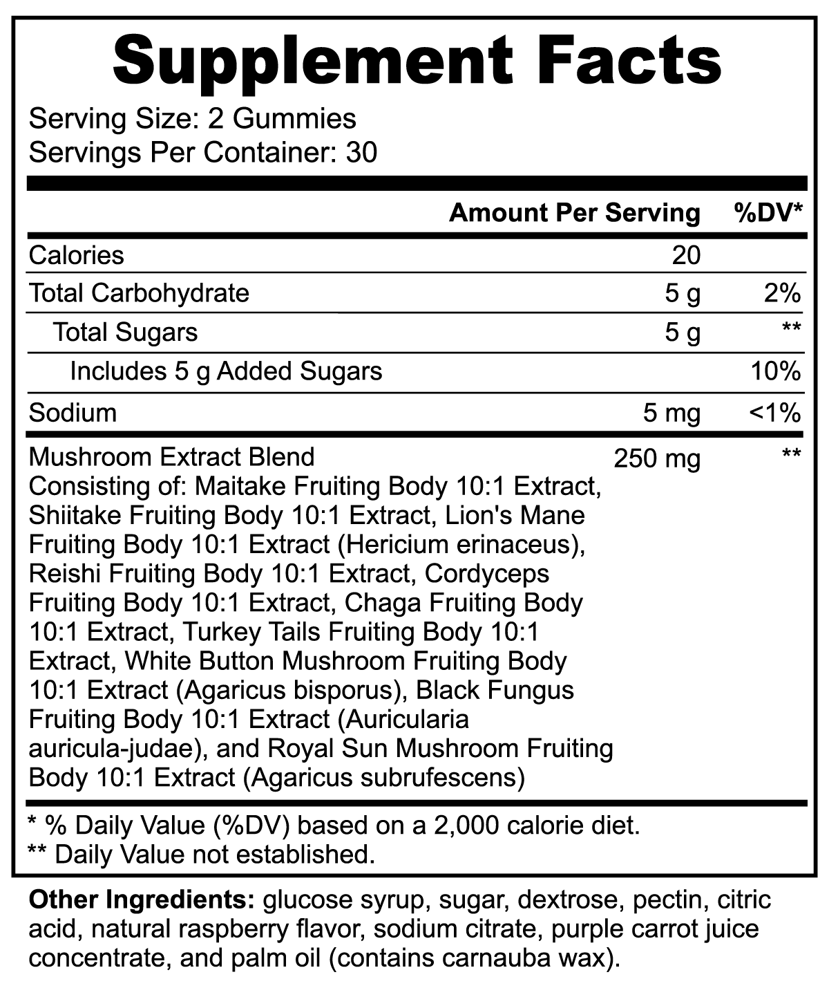 Gavin Scott Cosmetics Mushroom Extract Complex Gummies