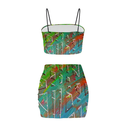 Gavin Scott Crop Tank Top & Mini Skirt Set (Femme S-4XL)