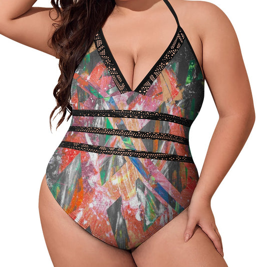 Gavin Scott Lace Halter One-Piece Swimsuit (Femme XL-4XL)