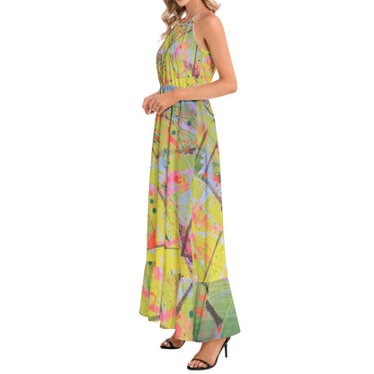 Gavin Scott Ruffle Hem Halter Neck Maxi Dress (Femme XS-3XL)