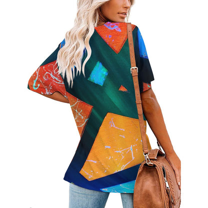 Gavin Scott Ice Silk V-Neck Short-sleeve Shirt (Femme S-5XL)
