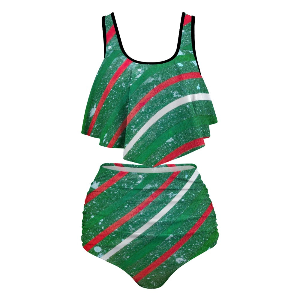 Gavin Scott Ruffled Two Piece Swimsuit (Femme XL-4XL)